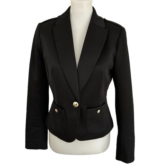 New York Company stretch black blazer with gold buttons - Picture 1 of 11